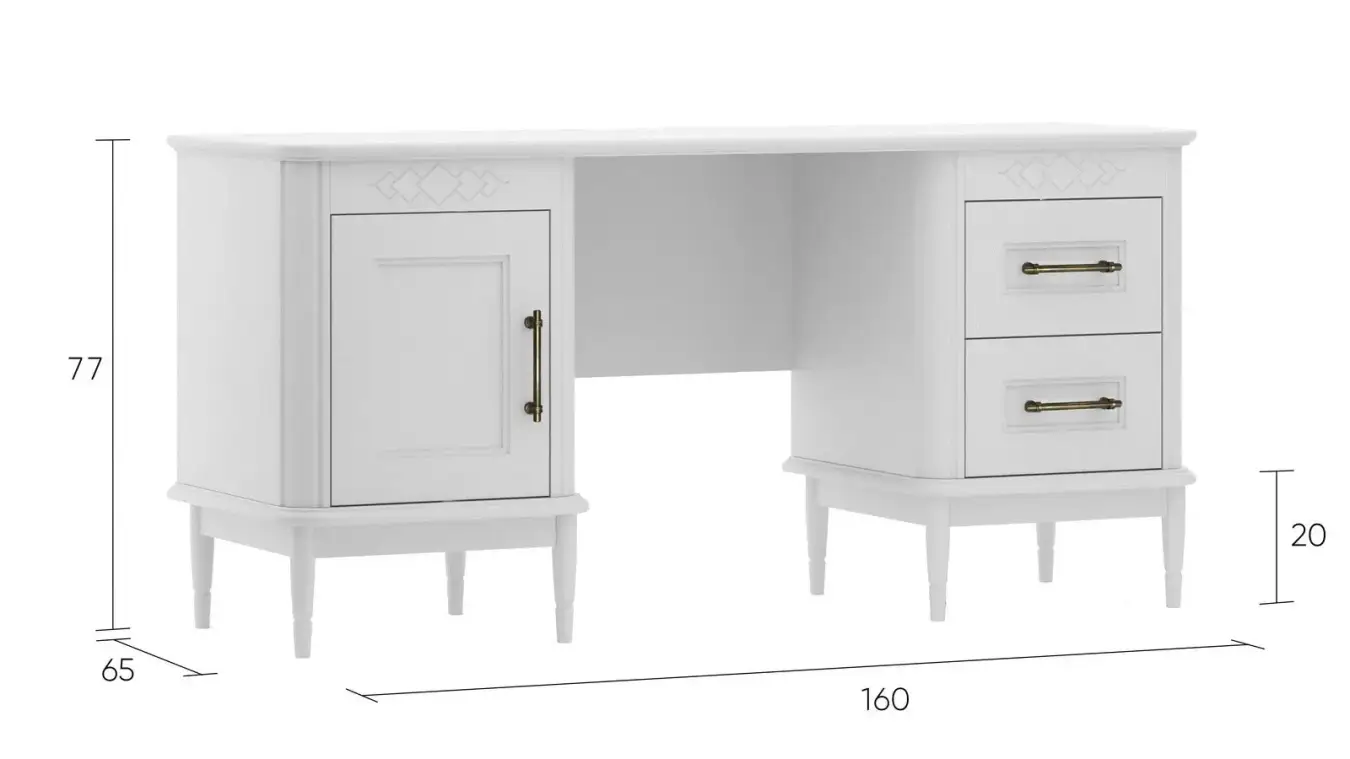 Стол письменный 1 дверь + 2 ящика Morro, цвет Белый фото - 3 - большое изображение